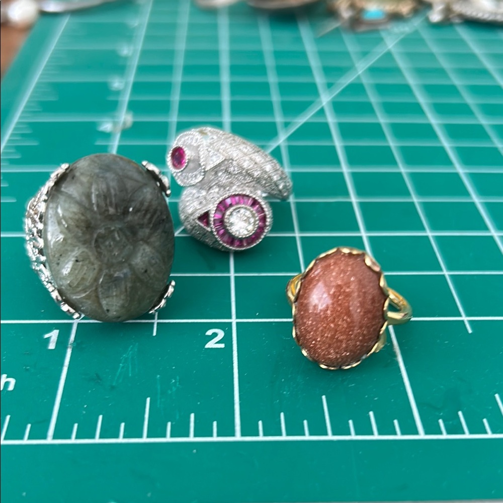 Lot Vintage Costume Fashion Statement Rings